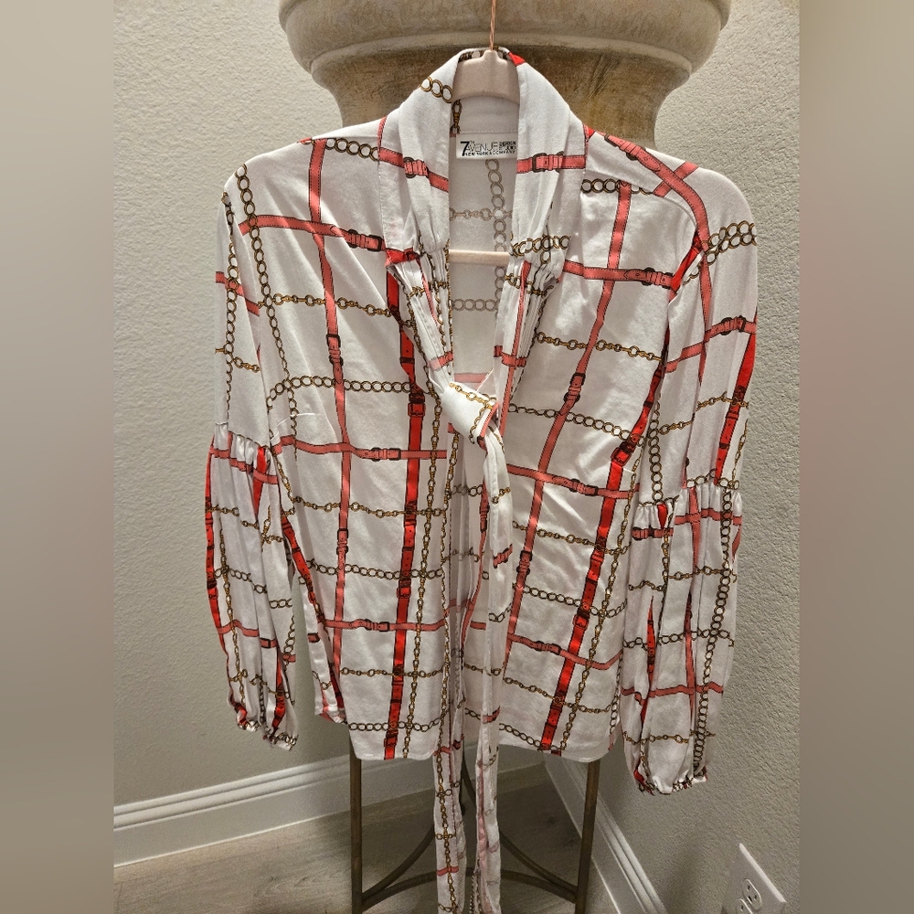 Ny&Co Ladies Print Blouse with Bow Size M